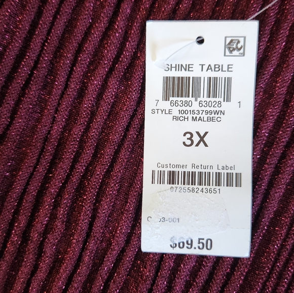 NWT Alfani Plus Women's V-Neck Ribbed Metallic Sweater - Picture 6 of 13